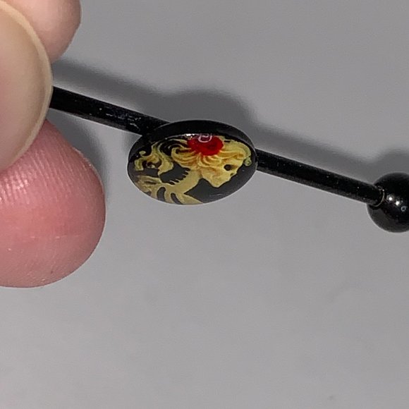 Skeleton Cameo Industrial Bar, 14 Gauge - Picture 10 of 11